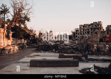 Ruines autour de la Citadelle d'Alep, Syrie Banque D'Images