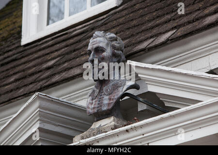 Buste de sir Walter Raleigh, Raleigh Tavern, Virginia Colonial Williamsburg Banque D'Images