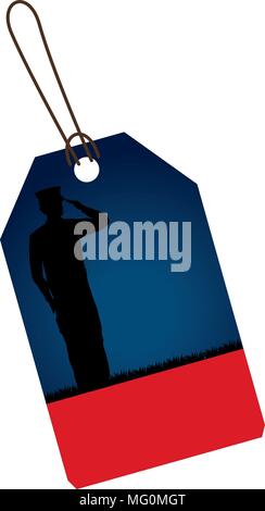 Independence Day tag commerciale avec silhouette militaire vector illustration Illustration de Vecteur