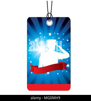 Independence Day tag commerciale avec silhouette militaire vector illustration Illustration de Vecteur