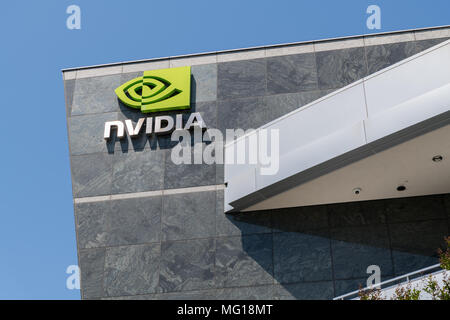 Santa Clara, Californie, USA - Le 26 avril 2018 : Société NVDIA, siège dans la Silicon Valley. Société NVDIA est une société de technologie américaine, Banque D'Images