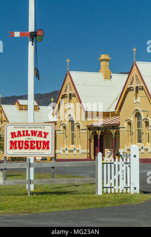 Détail de l'historique Musée ferroviaire de Tenterfield dans la région de la Nouvelle-Angleterre de la Nouvelle Galles du Sud, près de la frontière de l'État du Queensland, en Australie. Banque D'Images