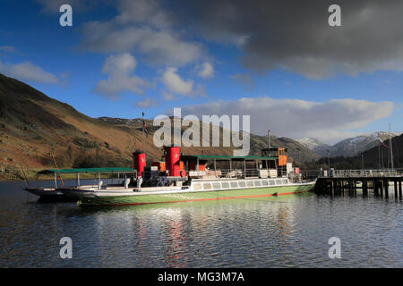 Vue de l'Ullswater Steamers à Glenridding Pier, le Parc National de Lake district, comté de Cumbria, Angleterre, Royaume-Uni Banque D'Images