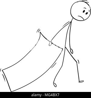 Caricature de l'homme triste des grandes feuilles de papier Illustration de Vecteur