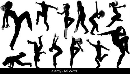 Street Dance Dancer Silhouettes Illustration de Vecteur