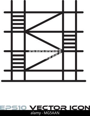 L'échafaudage de construction ligne plate vecteur icône Illustration de Vecteur