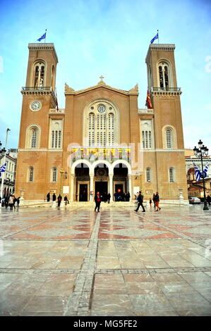 Athènes, Grèce - 18 février : Vue de la cathédrale dans la ville d'Athènes le 18 février 2018. Banque D'Images