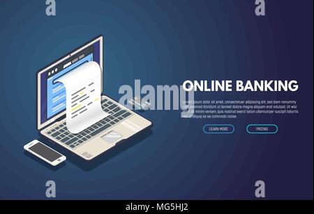 Bannière de services bancaires en ligne Illustration de Vecteur