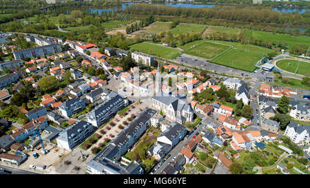 Photographie aérienne de Saint Sébastien sur Loire centre-ville en Loire Atlantique, France Banque D'Images
