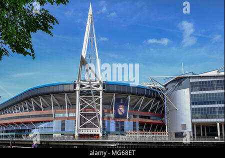 CARDIFF, WALES - MAI 21st, 2017 ; objectifs du Millénaire pour Stade de Football de la ville de Cardiff. Banque D'Images