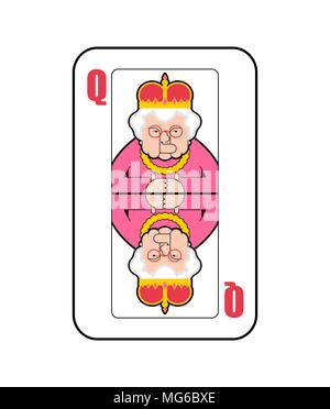 Reine jeu de cartes isolées. Vieille dame en couronne. Vector illustration Illustration de Vecteur