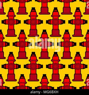 Modèle d'incendie sans couture. Fireplug red background Vector illustration Illustration de Vecteur