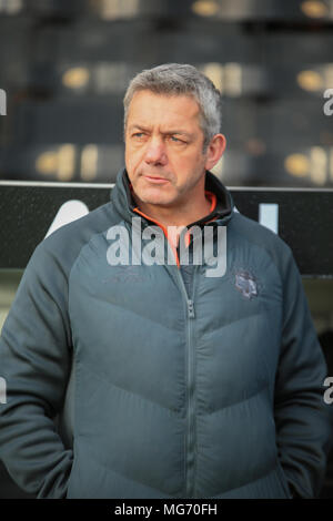 Castleford, UK. 27 AVRIL 2018 , Mend-A-tuyau Jungle, Castleford, England ; Betfred Super League rugby, Castleford Tigers v Wakefield Trinity ; Darryl Powell Castleford Tigers Crédit coach : Nouvelles Images /Alamy Live News Banque D'Images