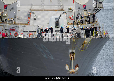 Gdynia, Pologne, 27 avril 2018. US Navy de la classe Arleigh Burke destroyer USS Farragut (DDG-99) au port de Gdynia, Pologne. 27 avril 2018 © Wojciech Strozyk / Alamy Live News Banque D'Images