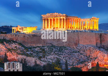 La colline de l'Acropole et le Parthénon à Athènes, Grèce Banque D'Images