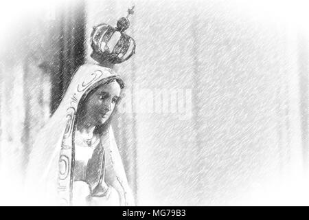 Illustration de Notre Dame de Fatima priant Banque D'Images