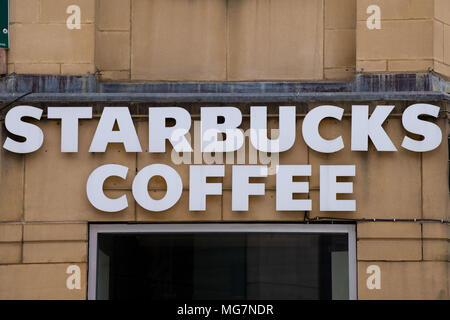 Café Starbucks signe logo. Banque D'Images