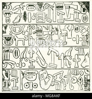 Gravure d'une inscription Hittite datant de l'Ancien Testament. À partir d'une gravure originale à l'édition de 1895 dans la roche taillée, par Samuel Kinns Banque D'Images