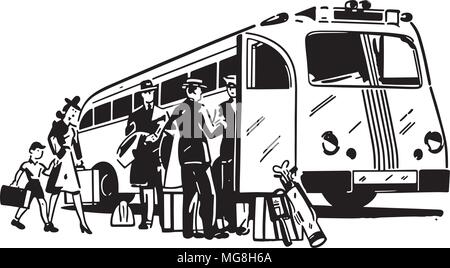 Les passagers d'autobus - Retro Clipart Illustration Illustration de Vecteur