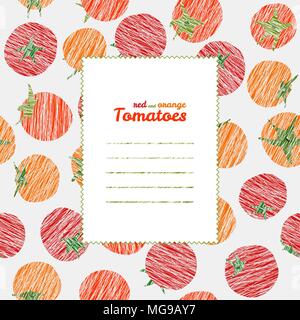 Dans le cadre de texte. Répéter avec toile rayé les tomates. La récolte d'arrière-plan. La texture de la tomate sans fin. La texture. Vegan modèle de légumes. Peut être u Illustration de Vecteur