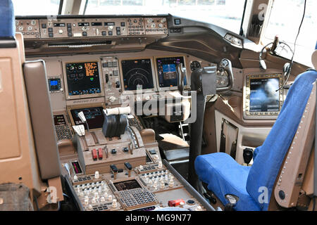 Cockpit, afficher, Air China, China Airways, B 777-300ER, B777, 300, avion, avion, Avion, Aéroport Munich, MUC, Allemagne, Banque D'Images