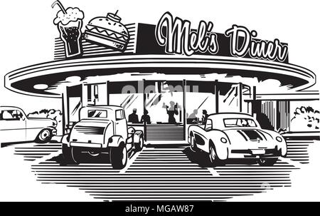 Retro Diner - Retro Clipart Illustration Illustration de Vecteur