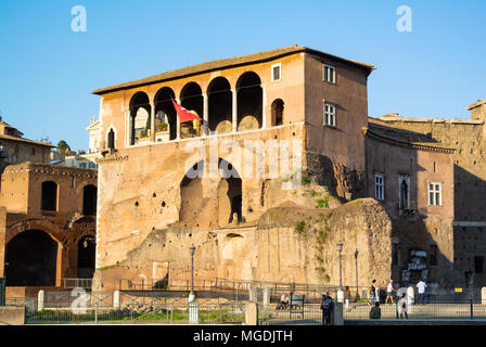 Casa dei Cavalieri di Rodi, maison des Chevaliers de Rhodes, loggia médiévale, Rome, Italie Banque D'Images