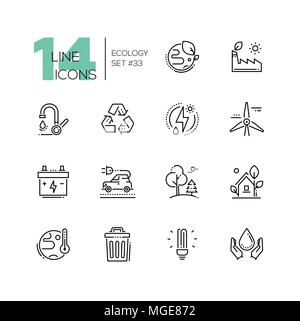 Écologie - ensemble d'icônes de style de conception en ligne Illustration de Vecteur