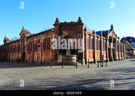 La construction du marché couvert à l'intérieur, la ville de Colmar, en Alsace, Alsace, France, Europe Banque D'Images