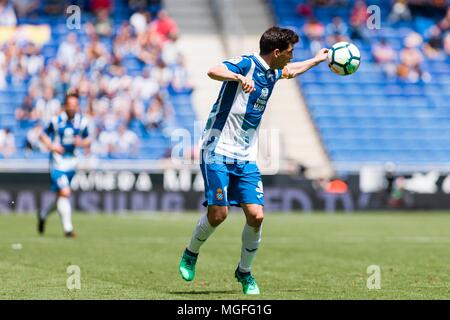 Espagne - 28 avril : Espanyol defender Javi Lopez (16) pendant le match entre l'Espanyol v Las Palmas pour le cycle 35 de la Liga Santander, jouée au stade Cornella-El Prat le 28 avril 2018 à Barcelone, Espagne. (Crédit : Mikel Trigueros / Urbanandsport / Presse Presse Cordon Cordon) Banque D'Images