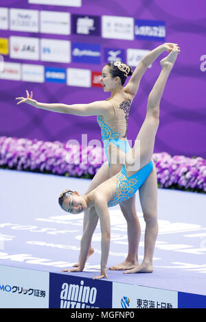 Honoka Hayashi & Haruhi Takai, 28 avril 2018 Natation artistique : le 94e du Championnat de natation artistique Japon Ouvrir 2018 Duo routine technique à Tatsumi International Swimming Center, Tokyo, Japon. (Photo par Naoki Morita/AFLO SPORT) Banque D'Images