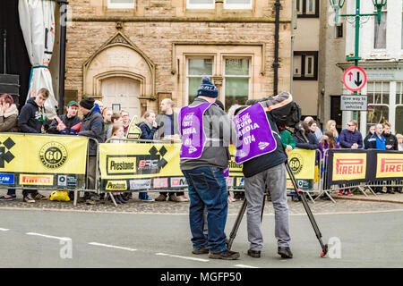 Brampton, Cumbria, Royaume-Uni, 28 avril 2018. Finition de la cérémonie le Pirelli Rallye International a eu lieu à Brampton, Cumbria. Andrew Cheal/Alamy Live News Banque D'Images