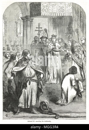 Le roi Richard II d'Angleterre, affirmant son autorité au grand conseil, peut 1389, rejetant l'Lords Appelants Banque D'Images