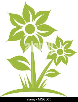 Logo vector concept illustration en télévision style design. Fleur et feuilles vector illustration Illustration de Vecteur