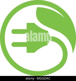 L'énergie verte, la prise électrique de l'énergie Eco Logo power circle abstract design modèle vectoriel Illustration de Vecteur