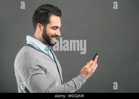 Man with Smartphone Banque D'Images