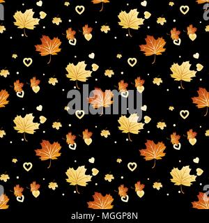 Motif transparent vecteur avec les feuilles d'automne et le cœur 10 eps Illustration de Vecteur