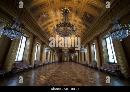 Le hall principal à l'intérieur de la Le Château de Compiègne, France. La grande galerie. Banque D'Images