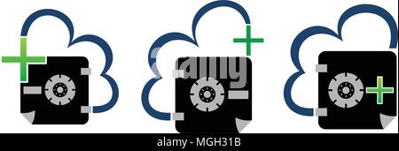 Document numérique Secure Cloud Vault Set Illustration de Vecteur