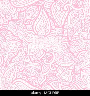 Vintage floral fond rose. Belle ethnique élégant papier peint à l'ancienne à la main. Modèle transparent avec fleurs abstrait Illustration de Vecteur