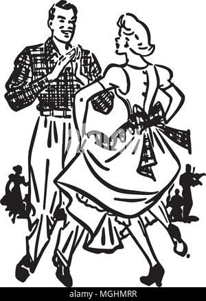 Square Dancers 2 - Retro Clipart Illustration Illustration de Vecteur