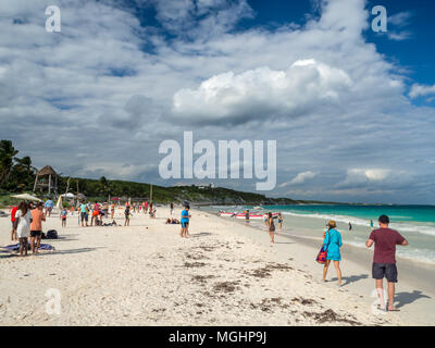 Tulum, Mexique, Amérique du Sud : [plage de Tulum, ruines de l'ancienne ville maya, la destination touristique, la mer des Caraïbes, du golfe] Banque D'Images