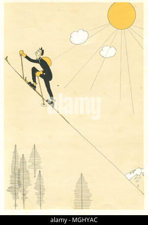 Ski vintage illustration Banque D'Images