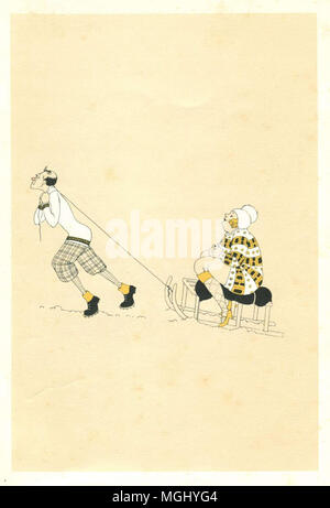 Ski vintage illustration Banque D'Images