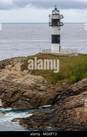 Phare de Illa Pancha, Ribadeo, Lugo, Galice, Espagne Banque D'Images