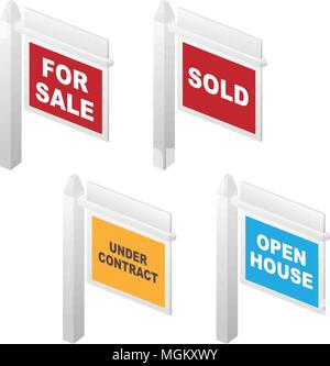 L'Immobilier en vente, vendus, Open House et sous contrat signe Illustration de Vecteur