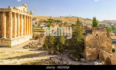 Le Temple de Bacchus était l'un des trois temples principaux à un grand complexe dans l'antiquité classique, à Baalbek au Liban. Banque D'Images