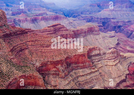 Le Parc National du Grand Canyon en Arizona, le jour couvert en août. Banque D'Images