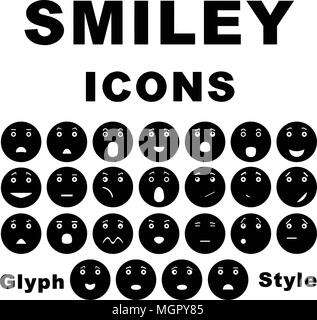 Définir l'icône Smiley, style de colle sur fond blanc Illustration de Vecteur