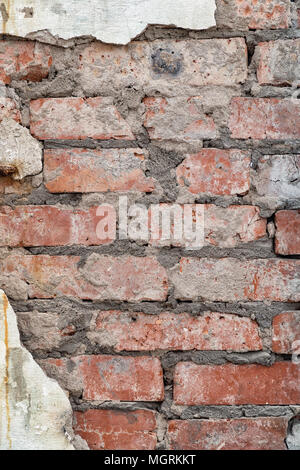 Vieux mur de briques rouges avec du plâtre Banque D'Images